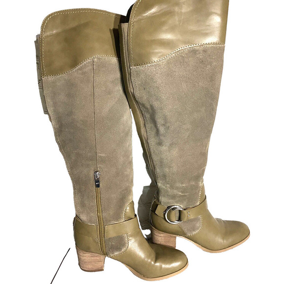 Mark Fisher - brown leather & suede riding tall style boots, side buckle 7M - Picture 2 of 3